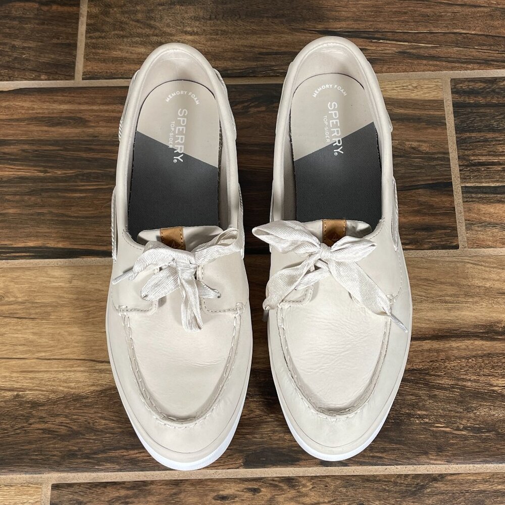 Sperry Top Sider Sailor Womens Size 12 Boat Shoes Ivory Nubuck Comfort Moc Toe - Picture 12 of 13